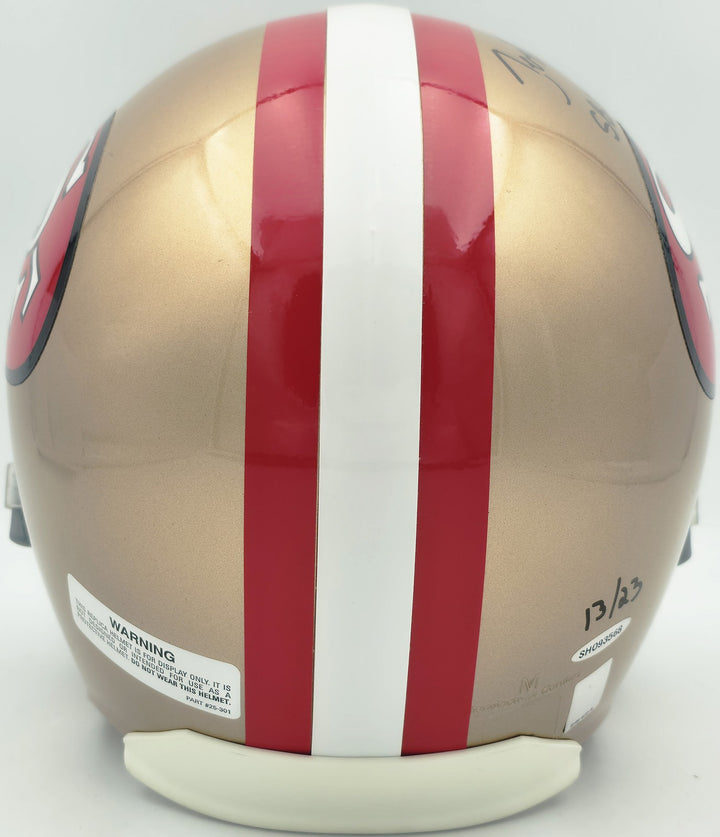 Jerry Rice Auto 49ers Gold Full Size Replica Helmet "SB MVP HOF 2010" #/23 UDA