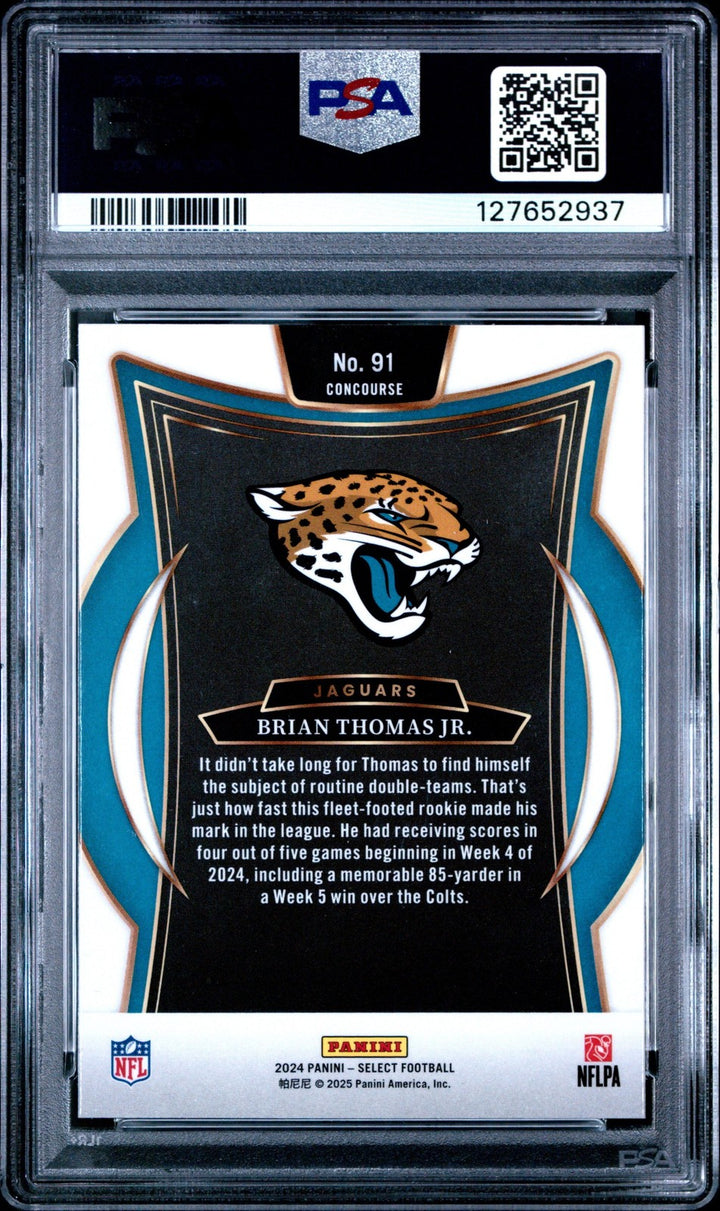 Graded 2024 Panini Select Brian Thomas Jr. #91 Rookie Card PSA 10