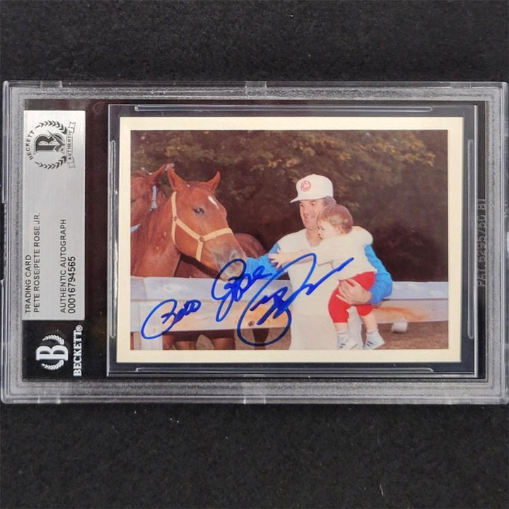 Pete Rose & Pete Rose Jr. signed Official Baseball Card Set 56 auto BAS BGS slab