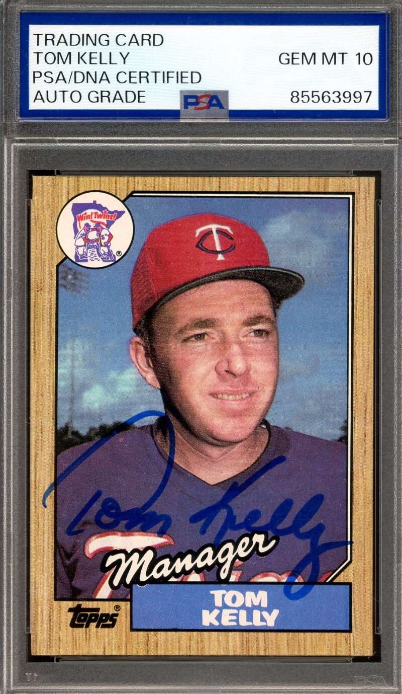 Tom Kelly Gem Mint 10 PSA DNA Signed 1987 Topps Rookie Autograph