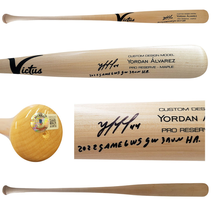 Yordan Alvarez Auto Blonde Victus Player Model Bat Astros 22 WS Winning HR BAS
