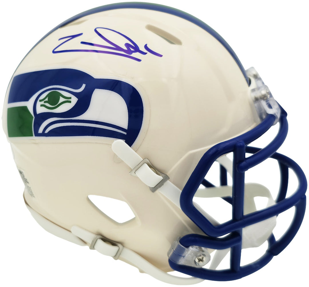 Zach Charbonnet Signed Seattle Seahawks Cream Retro Speed Mini Helmet MCS Holo