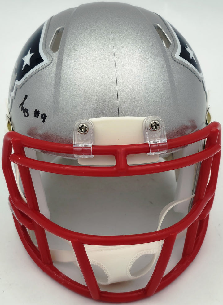 Kayshon Boutte Signed New England Patriots Silver Speed Mini Helmet Beckett Wit