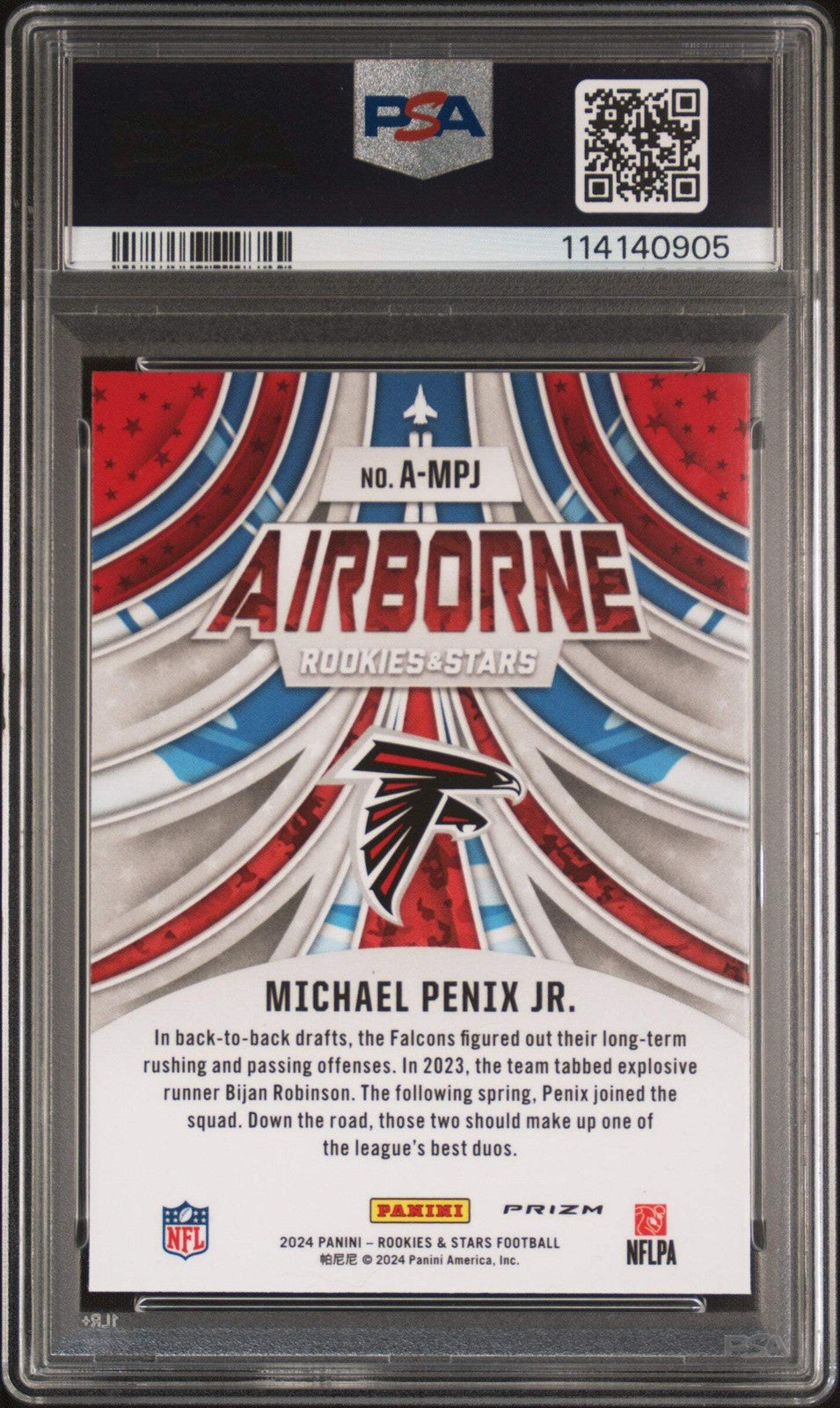 Graded 2024 Panini R&S Michael Penix Jr #AMPJ Red Plaid Rookie Card PSA 10