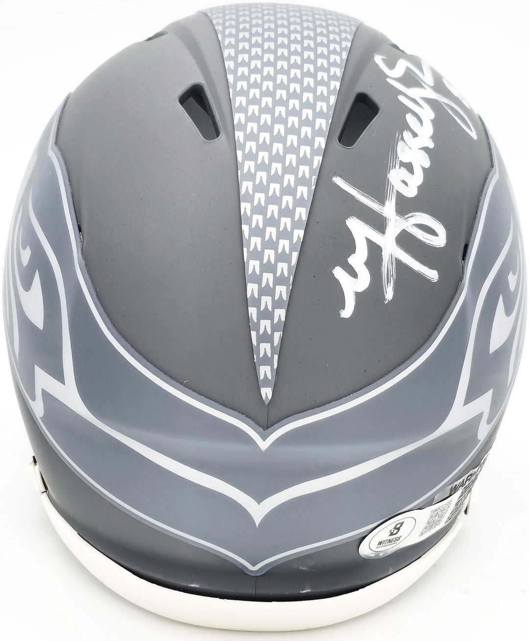 Matt Hasselbeck Signed Seattle Seahawks Slate Gray Speed Mini Helmet Beckett Wit