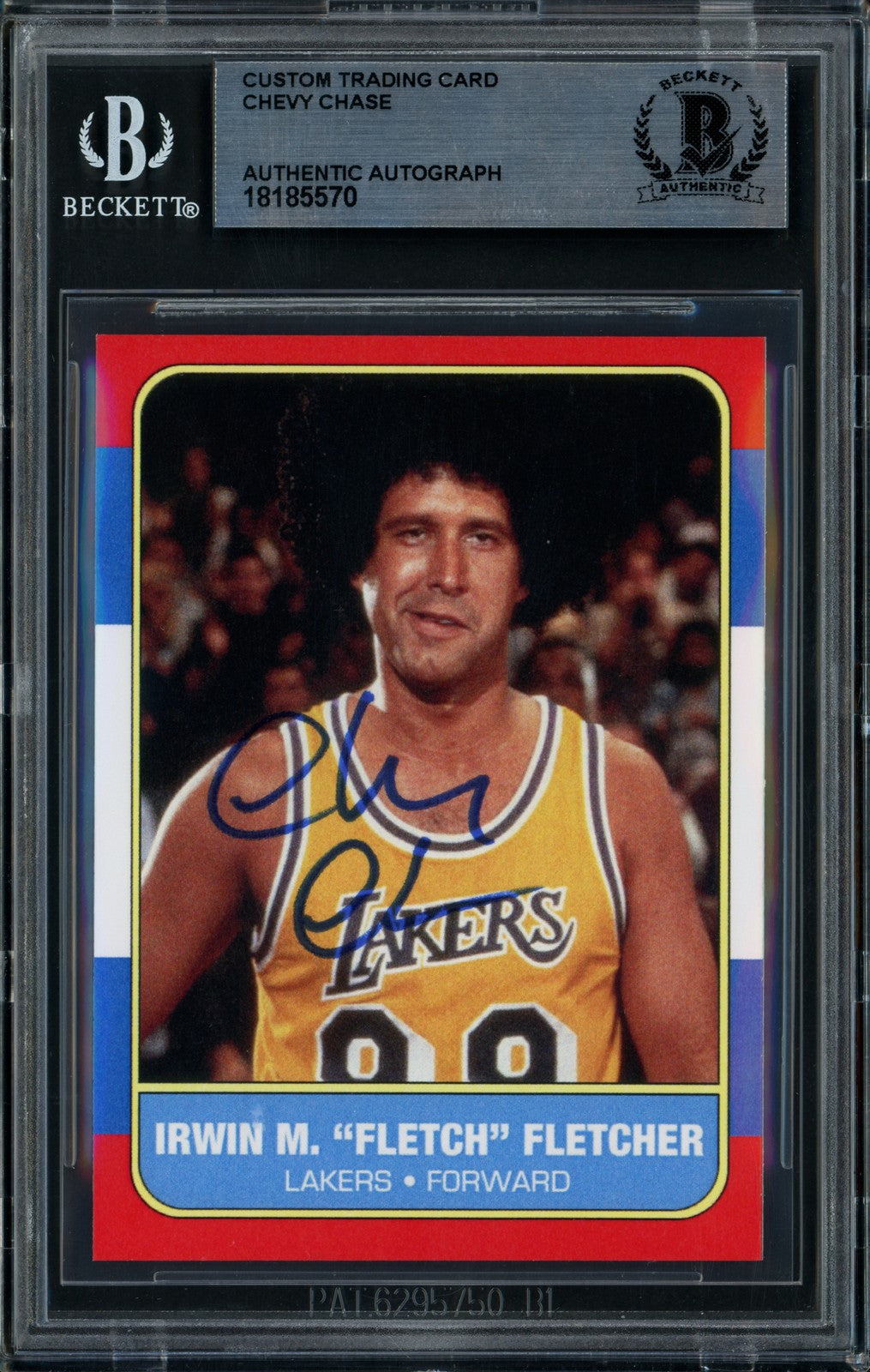 Chevy Chase Signed 1986 Fleer Reprint Custom Trading Card Lakers Beckett