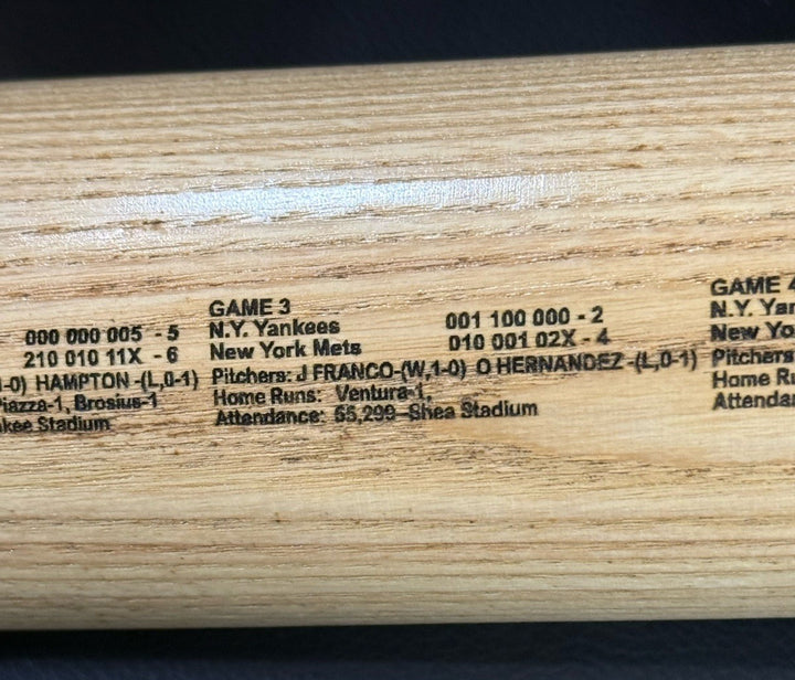 Ny Yankees Vs Mets Subway World Series 2000 BASEBALL ENGRAVED Bat Jeter Piazza
