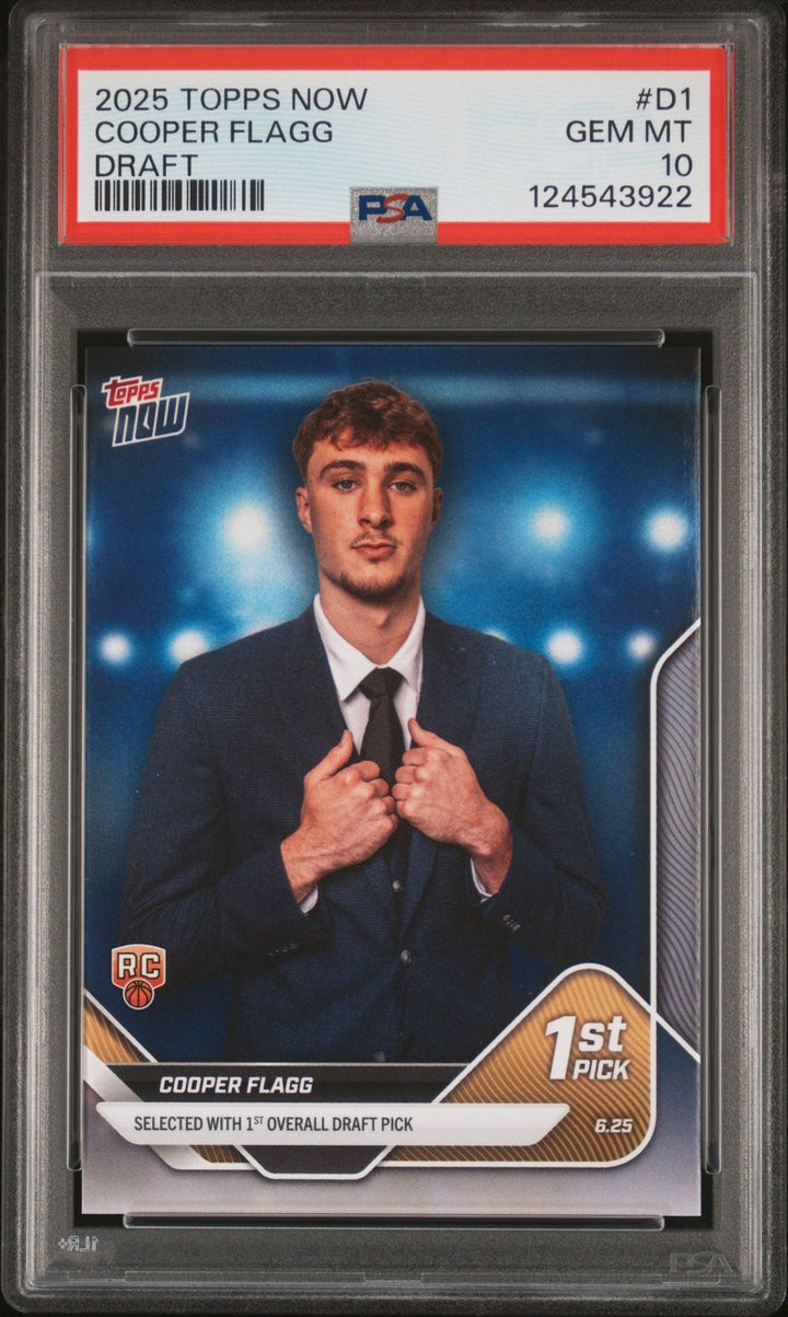 Graded 2025 Topps Now Cooper Flagg #D1 Draft Rookie RC Card PSA 10
