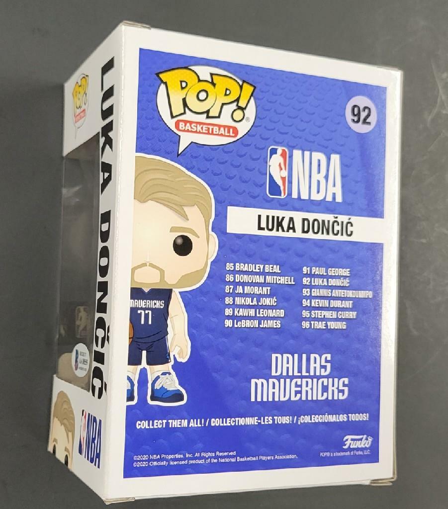 Luka Doncic autograph Mavs signed Funko POP w/ photo proof & Beckett BAS COA