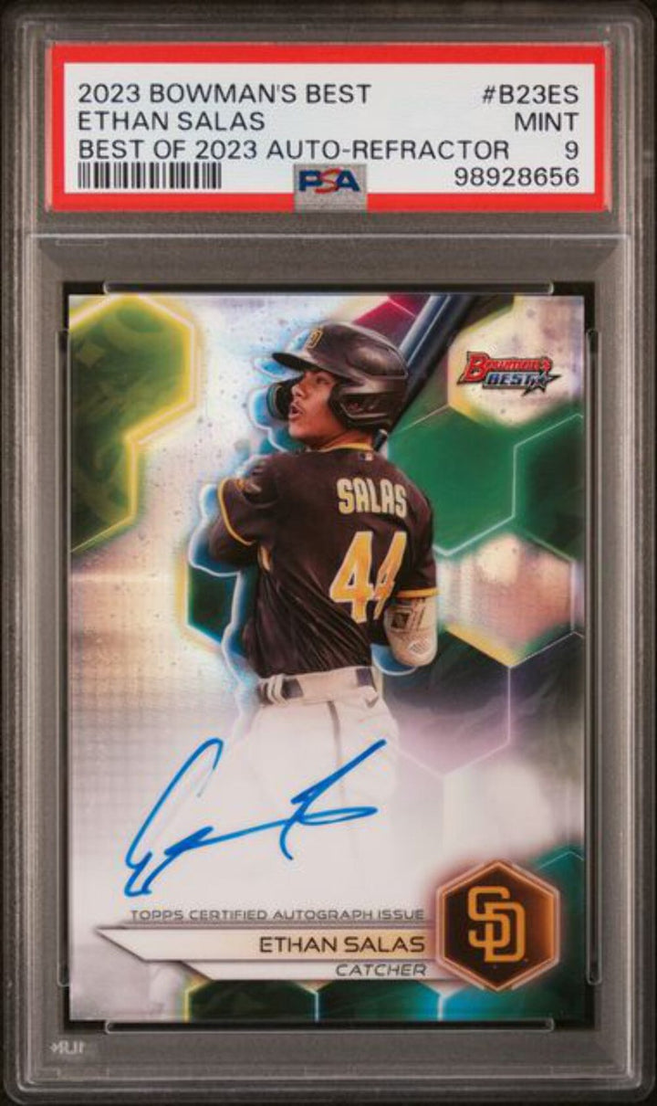Graded 2023 Bowman's Best Ethan Salas #B23ES Best of 2023 Auto Refractor PSA 9