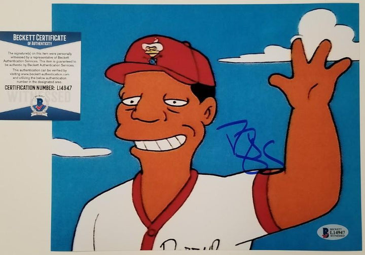 Darryl Strawberry signed The Simpsons 8x10 Photo Mets ~ Beckett Witness BAS COA