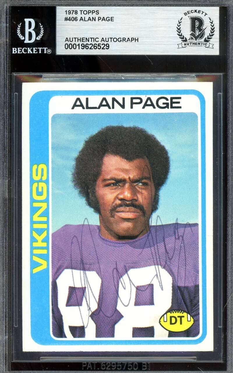 Alan Page Beckett BAS Vintage Signed 1978 Topps Autograph Vikings