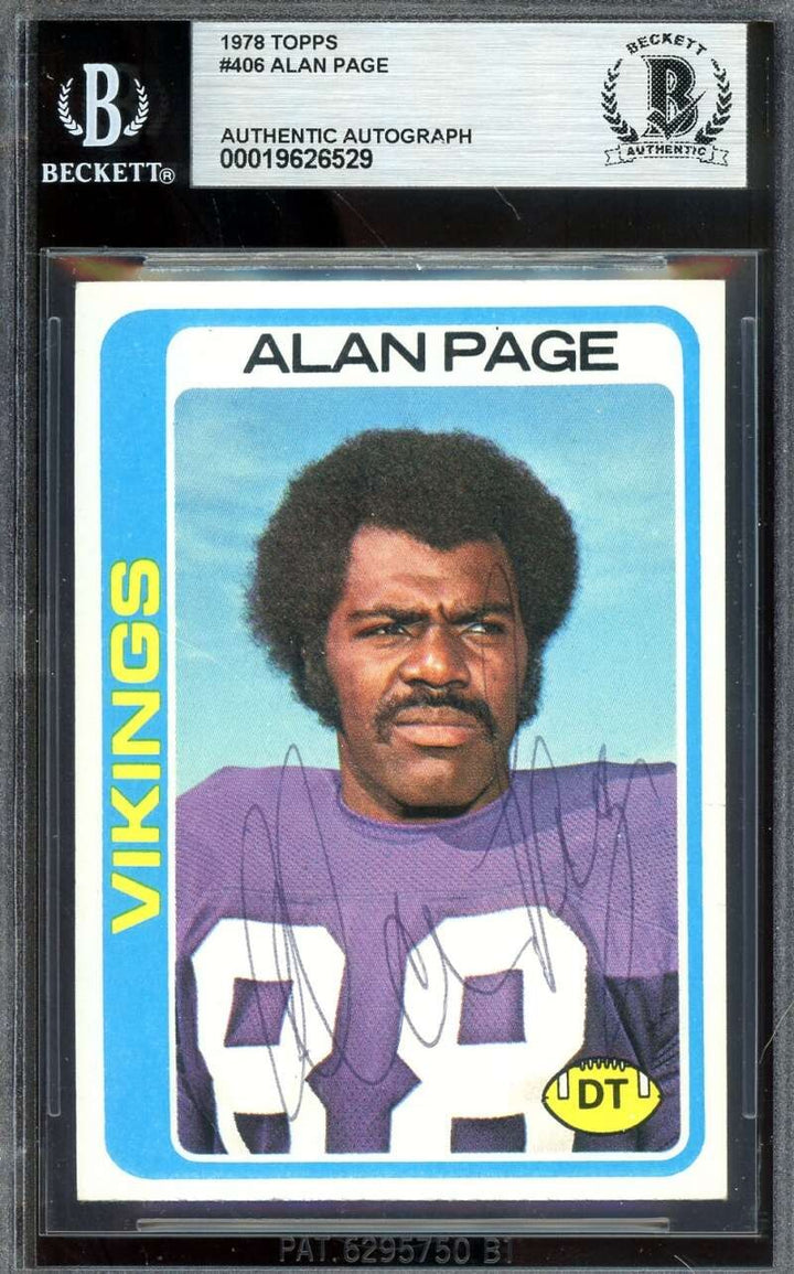 Alan Page Beckett BAS Vintage Signed 1978 Topps Autograph Vikings