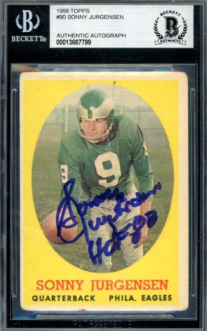 Sonny Jurgensen Beckett BAS Signed 1958 Topps Rookie Autograph