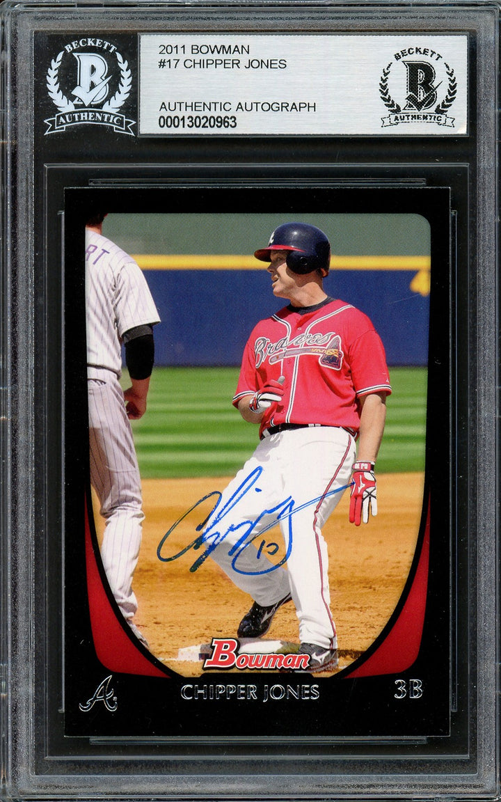 Chipper Jones Signed 2011 Bowman Card 17 Atlanta Braves Beckett #13020963
