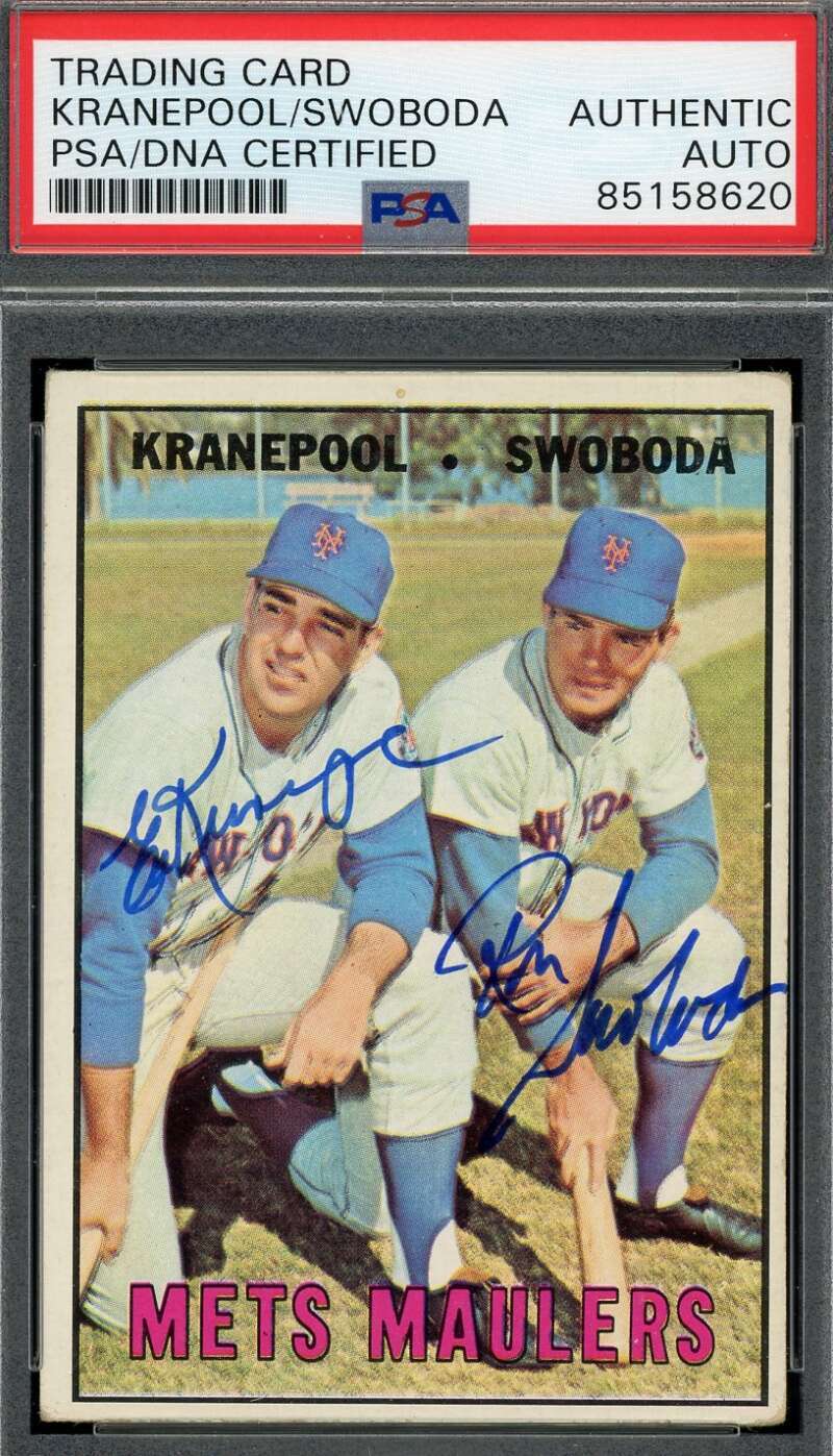 Ed Kranepool Ron Swoboda PSA DNA Coa Signed 1967 Topps Autograph