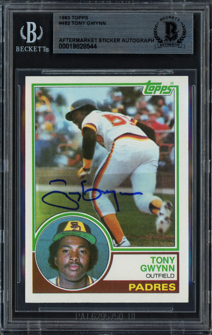 Tony Gwynn Signed 1983 Topps RC 482 Padres (Aftermarket Sticker) Beckett
