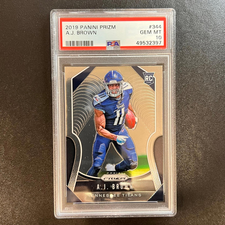 2019 Panini Prizm #344 AJ Brown Card PSA GEM MT 10 Slabbed Titans RC