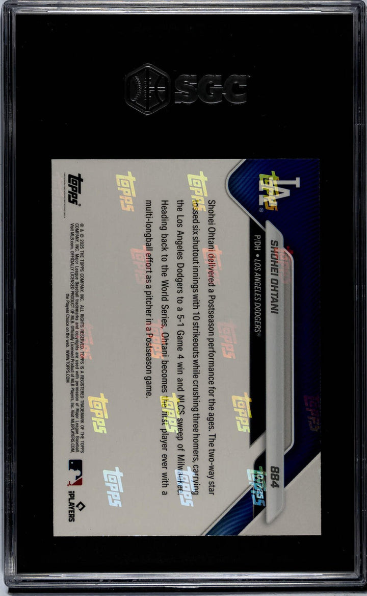 Graded 2025 Topps Now Shohei Ohtani #884 Baseball Card SGC 9 Mint