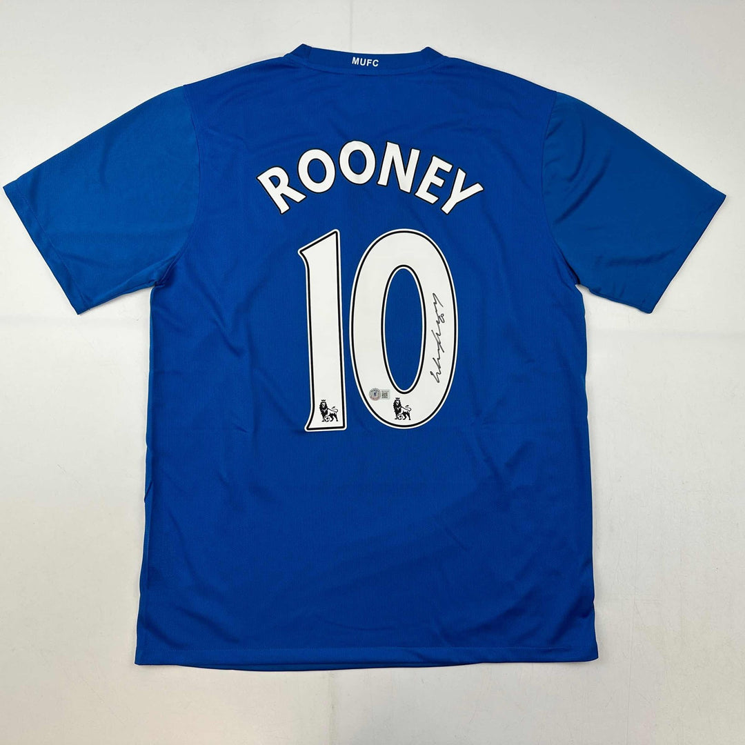 Autographed/Signed Wayne Rooney Manchester United Blue Jersey Beckett BAS COA