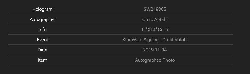 Omid Abtahi Signed Star Wars Mandalorian Pershing 11x14 Photo Topps COA Auto