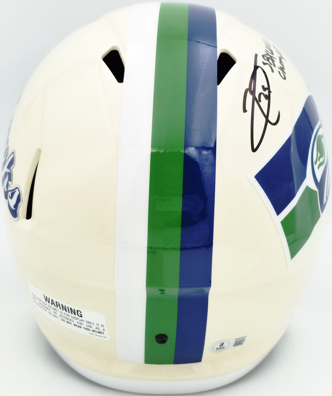 Earl Thomas III Signed Seahawks Cream Retro Full Sz Rep Speed Helmet Beckett Wit