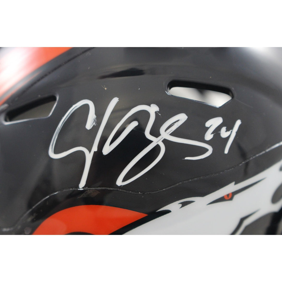 Champ Bailey Autographed Denver Broncos TB 97-23 Mini Helmet Beckett 56387