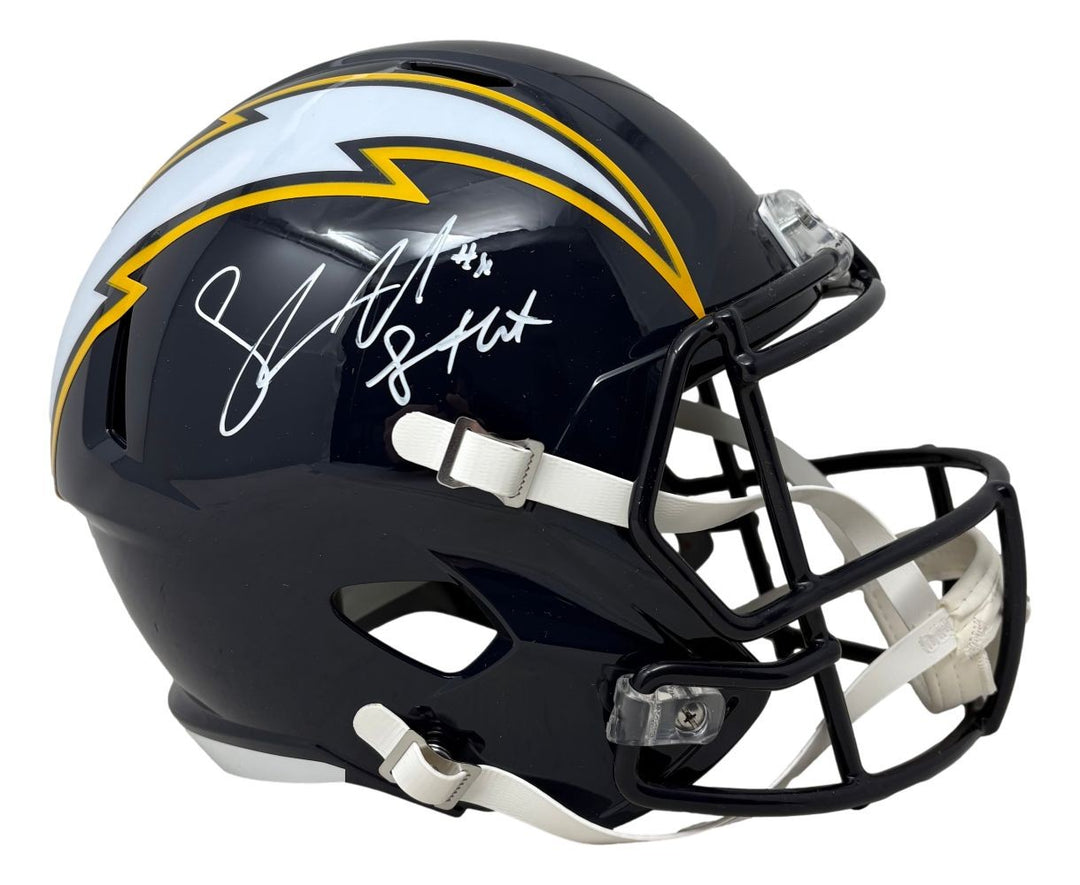 Shawn Merriman Signed Chargers Full Size T/B Replica Speed Helmet Lights Out BAS