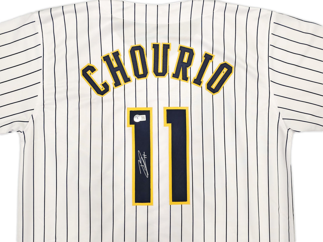 Milwaukee Brewers Jackson Chourio Autographed Signed White Jersey Beckett