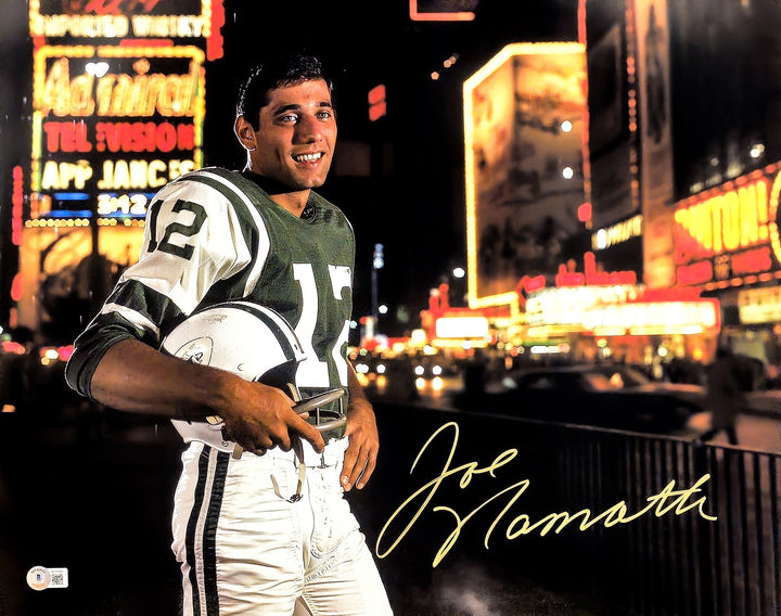 Joe Namath Auto Signed 16x20 Photo New York Jets Auto Signed In Gold Beckett Wit