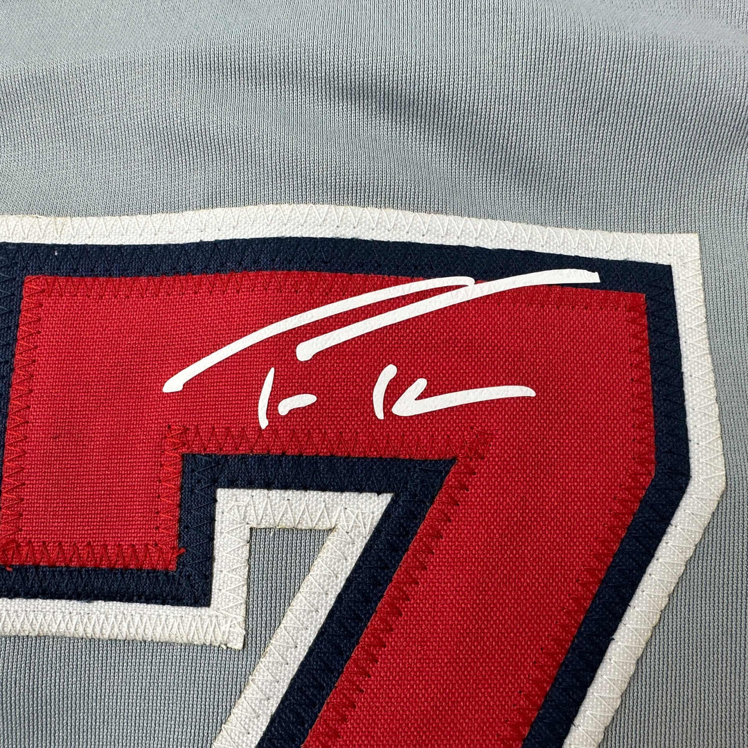 Facsimile Autographed Trea Turner Washington Grey Reprint Jersey Size Men's XL