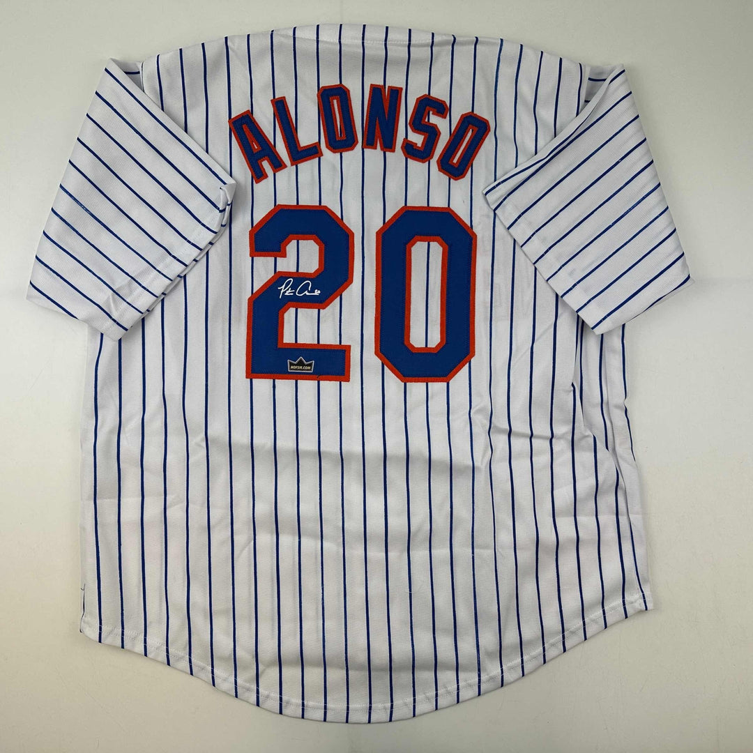 Facsimile Autographed Pete Alonso New York Pinstripe Reprint Jersey Size Mens XL