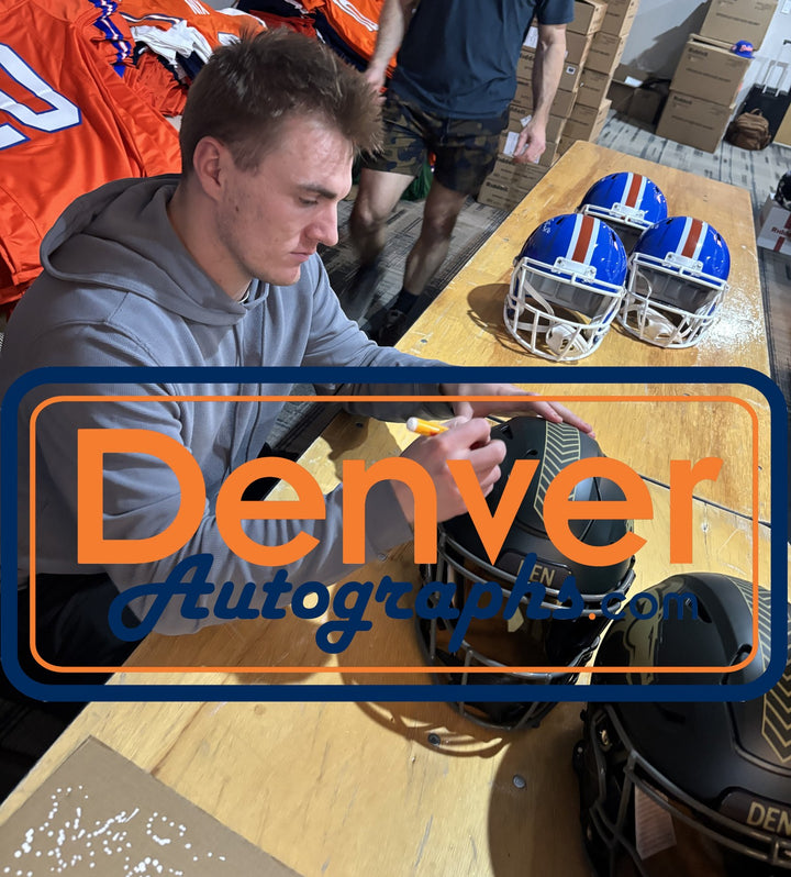 Bo Nix Autographed Denver Broncos Authentic 25 STS Helmet Beckett Witness 55118