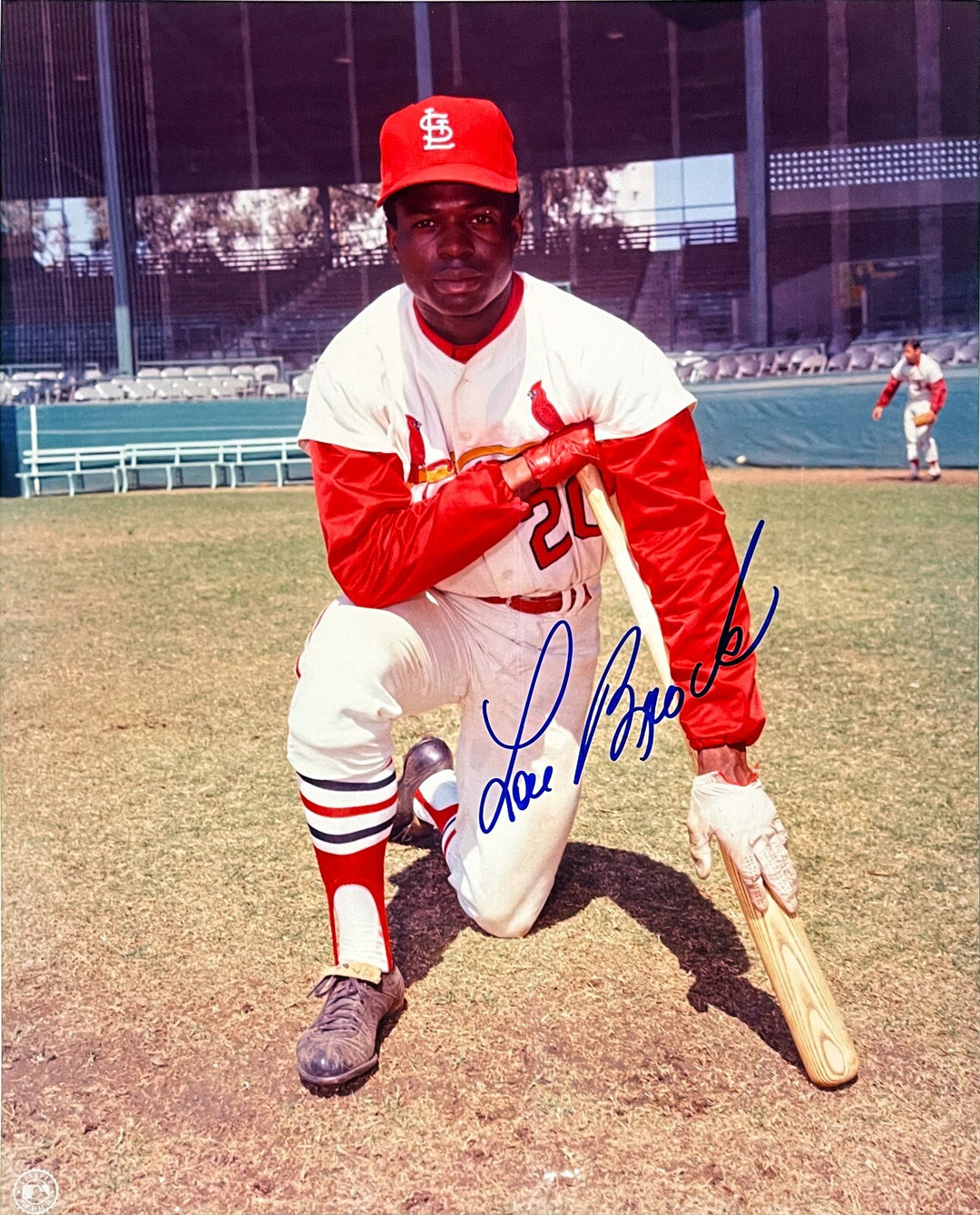 Lou Brock signed St. Louis Cardinals MLB 8x10 Photo-Tuff Stuff COA (HOF/6X NLAS)