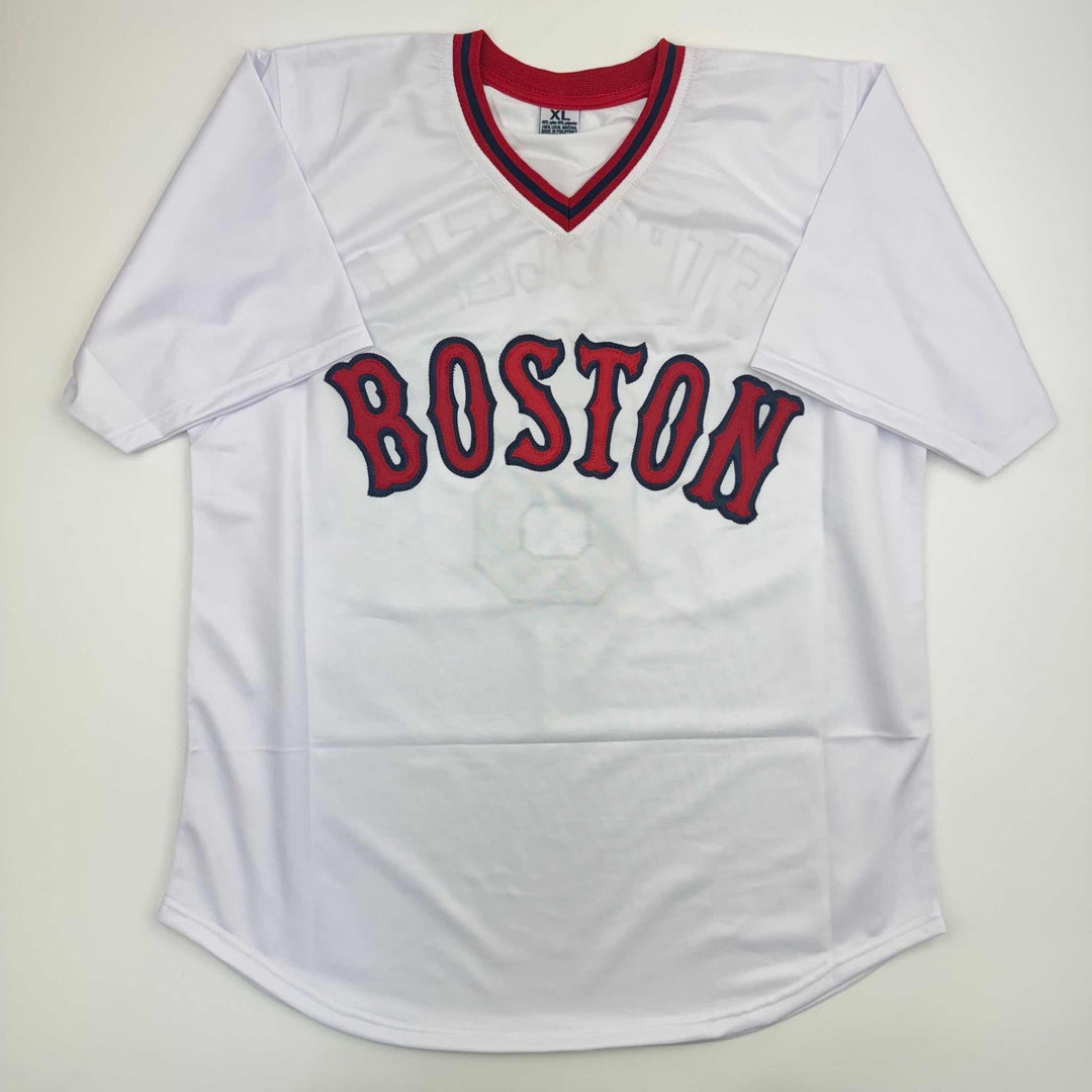 Autographed/Signed Rico Petrocelli HOF 1999 Boston White Jersey JSA COA