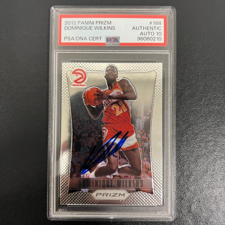2012-13 Panini Prizm #188 Dominique Wilkins Signed Card AUTO 10 PSA Slabbed Hawk