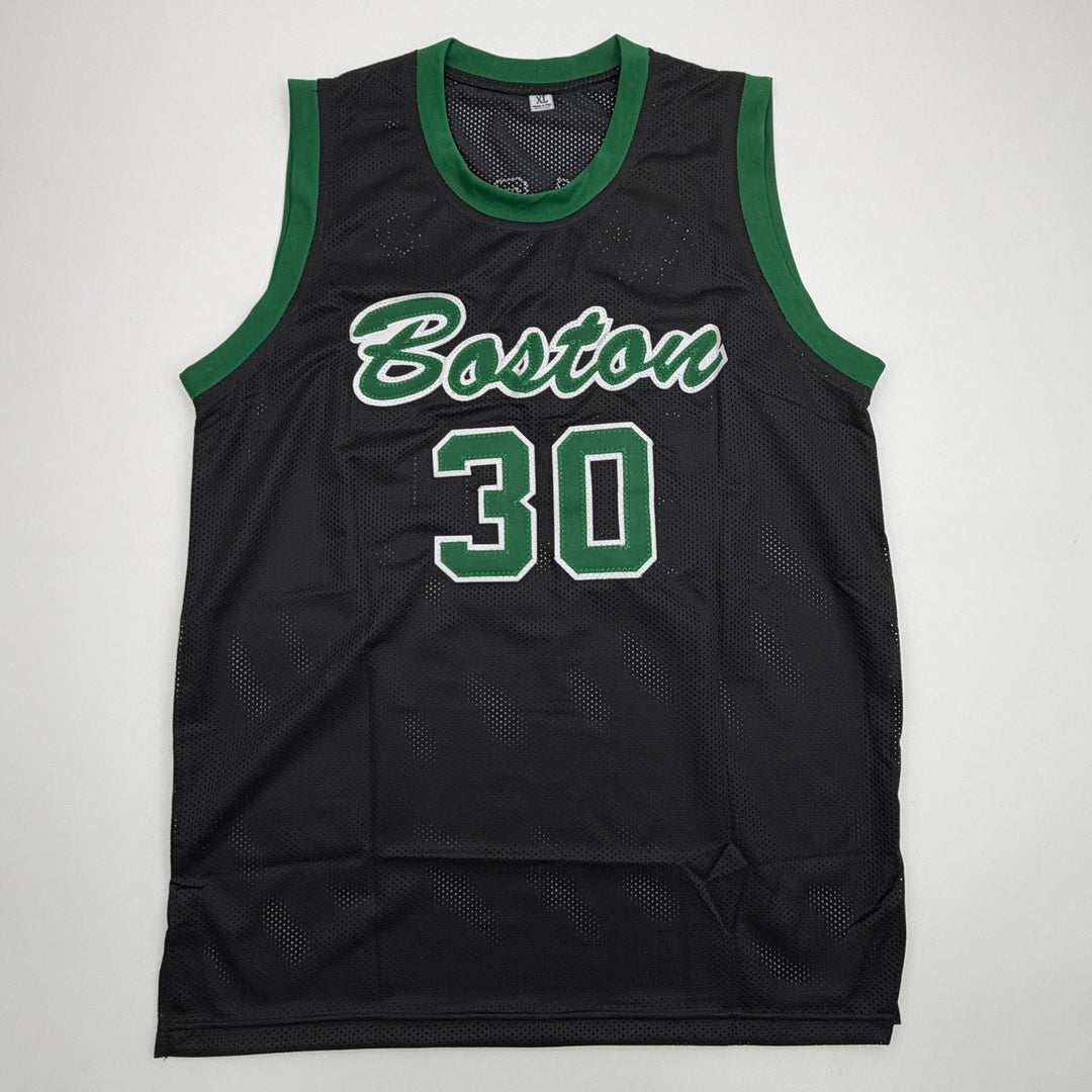Autographed/Signed Sam Hauser Boston Black Basketball Jersey Beckett BAS COA