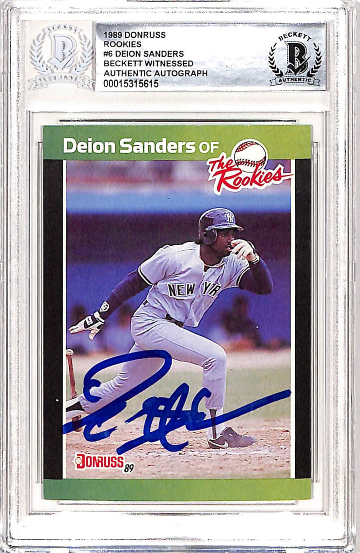 Deion Sanders Signed 1989 Donruss #6 Trading Card Beckett 42658