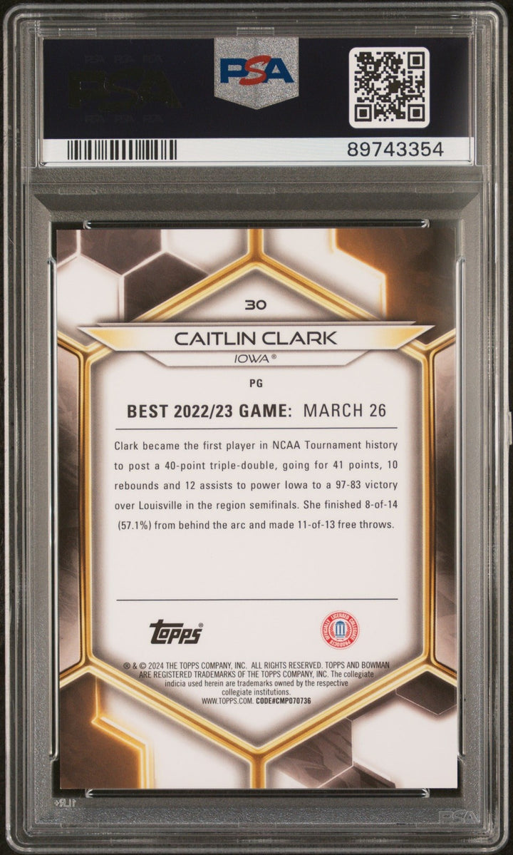 Graded 2023 Bowman U Best Caitlin Clark #30 Blue #/150 RC Card PSA 10