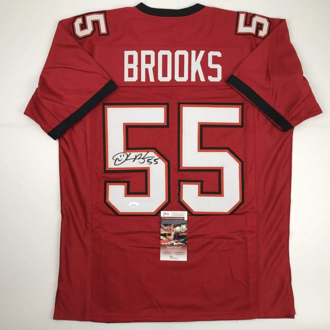 Autographed/Signed Derrick Brooks Tampa Bay Red Football Jersey JSA COA