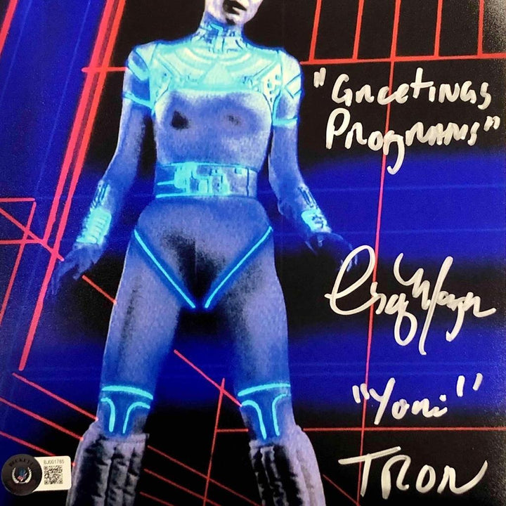 Cindy Morgan "Yori" + Quote inscription signed Tron 8x10 Photo BAS autograph