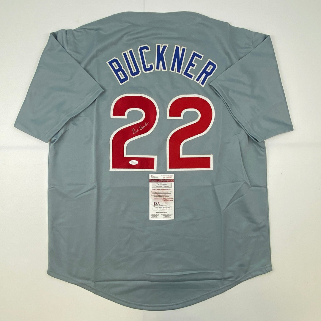 Autographed/Signed Bill Buckner Chicago Grey Baseball Jersey JSA COA Auto