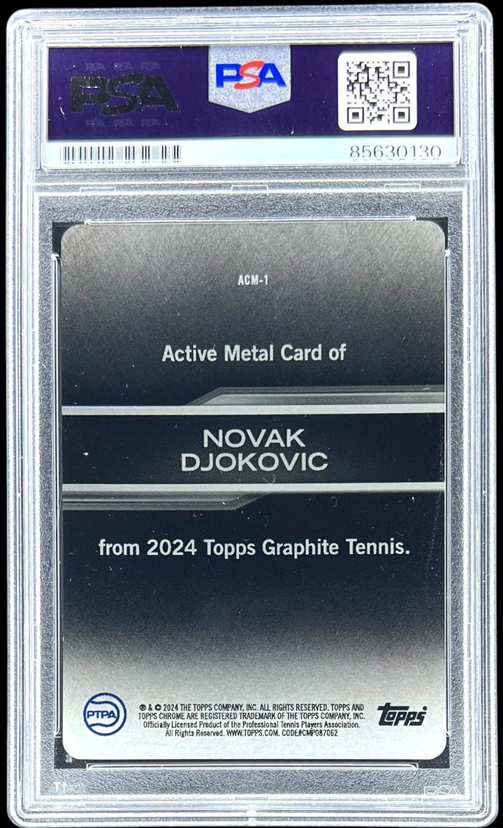 NOVAK DJOKOVIC SIGNED 2024 TOPPS GRAPHITE ACTIVE METAL TENNIS CARD AUTO PSA