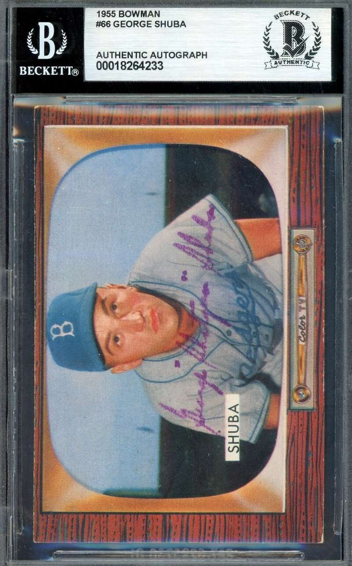 George Shuba Beckett BAS Signed 1955 Bowman Autograph