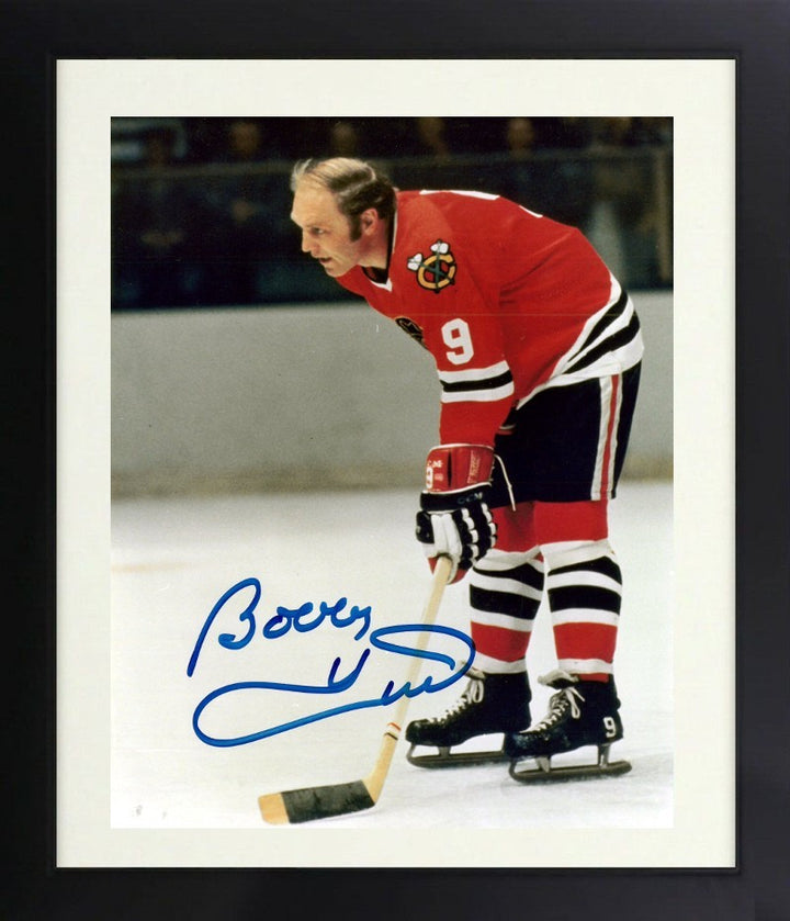 Bobby Hull signed Chicago Blackhawks 8x10 Photo minor dings Framed - COA (HOF)