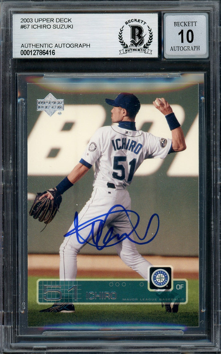 Ichiro Suzuki Signed 2003 Upper Deck Card 67 Seattle Mariners Auto GM 10 Beckett