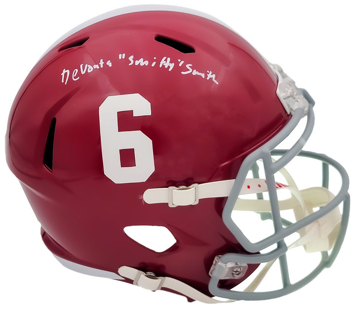 Devonta Smith Auto Alabama Crimson Tide Red FS Replica Helmet Smitty Beckett