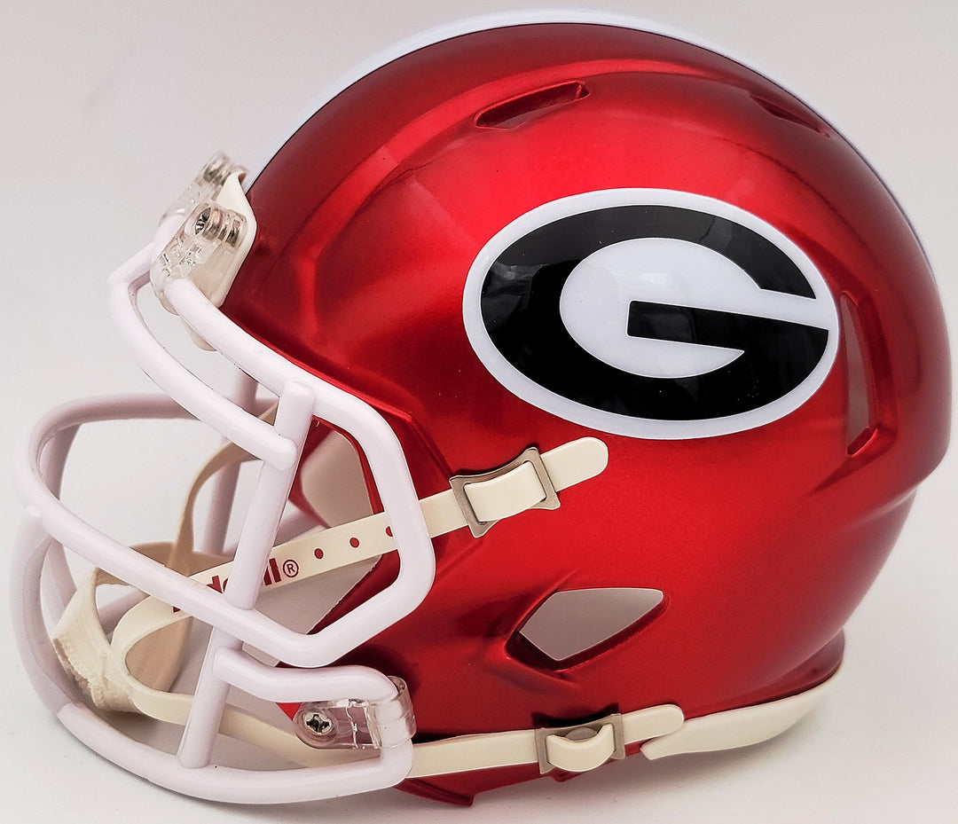 Herschel Walker Auto Signed Georgia Bulldogs Flash Red Speed Mini Helmet Beckett
