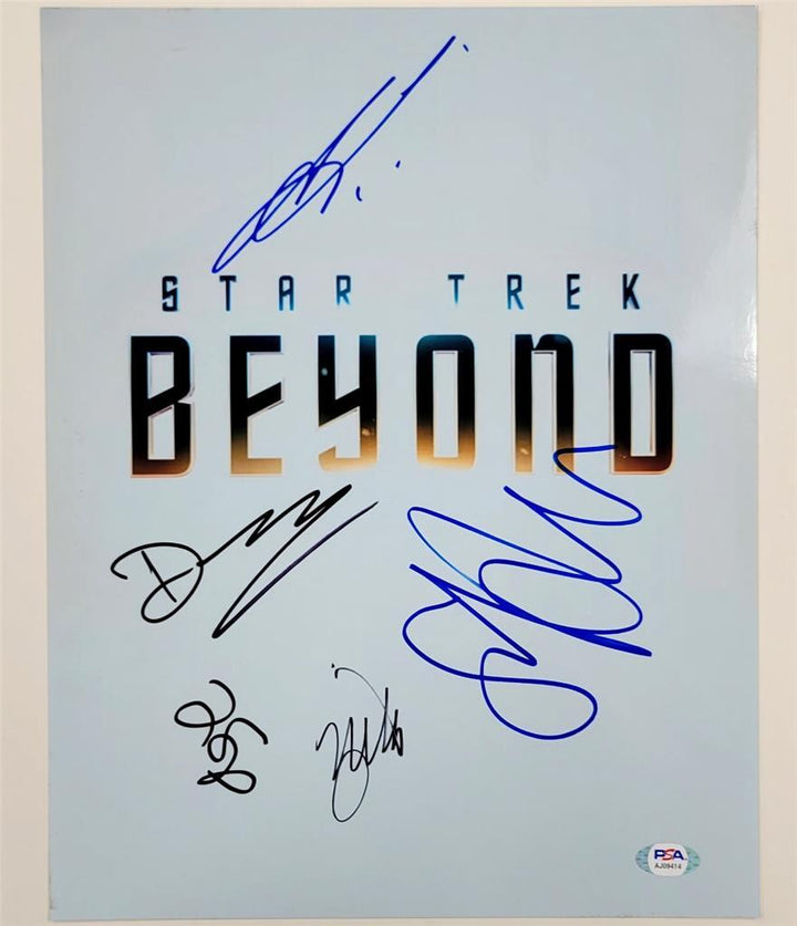 Star Trek Beyod cast (5) signed 11x14 Photo Saldana, Lin, Quinto autograph ~ PSA