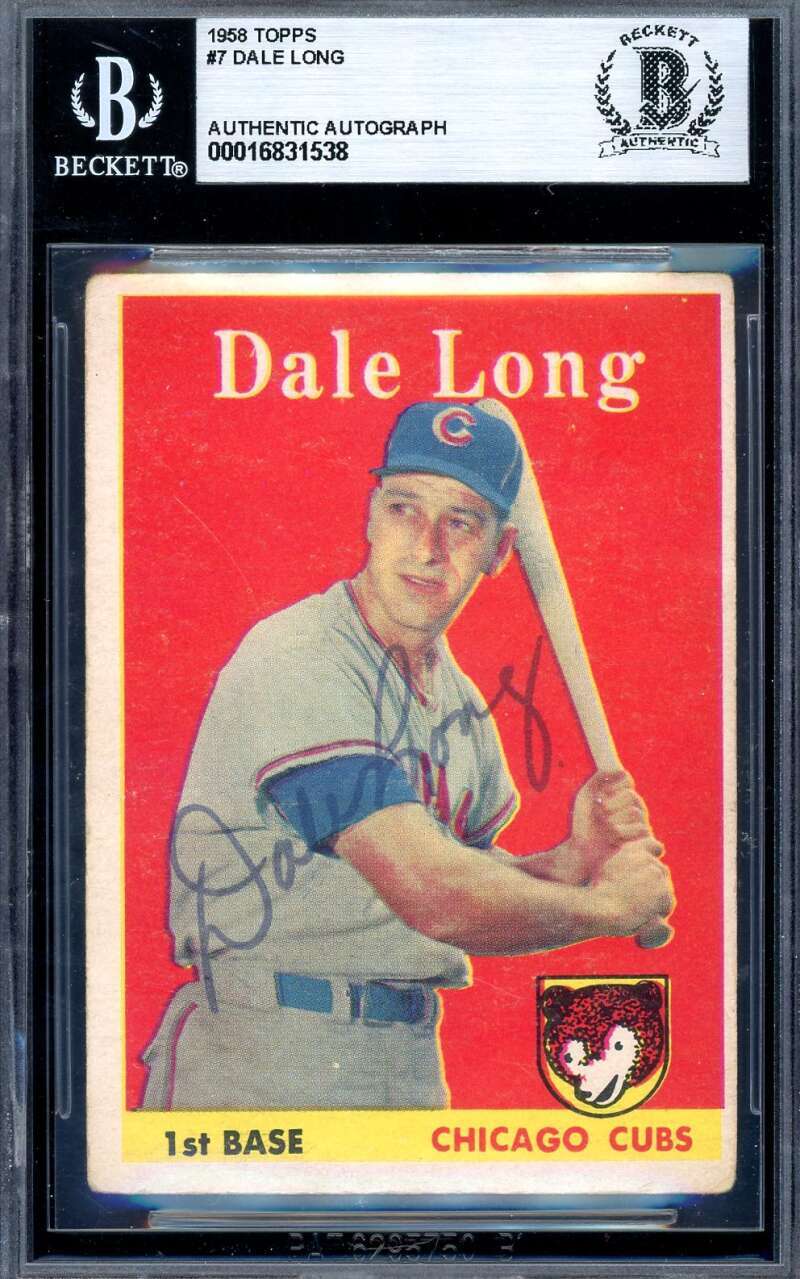 Dale Long Beckett BAS Signed 1958 Topps Autograph